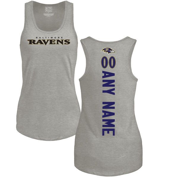 Women Baltimore Ravens NFL Pro Line by Fanatics Branded Ash Custom Backer Tri-Blend Tank Top T-Shirt